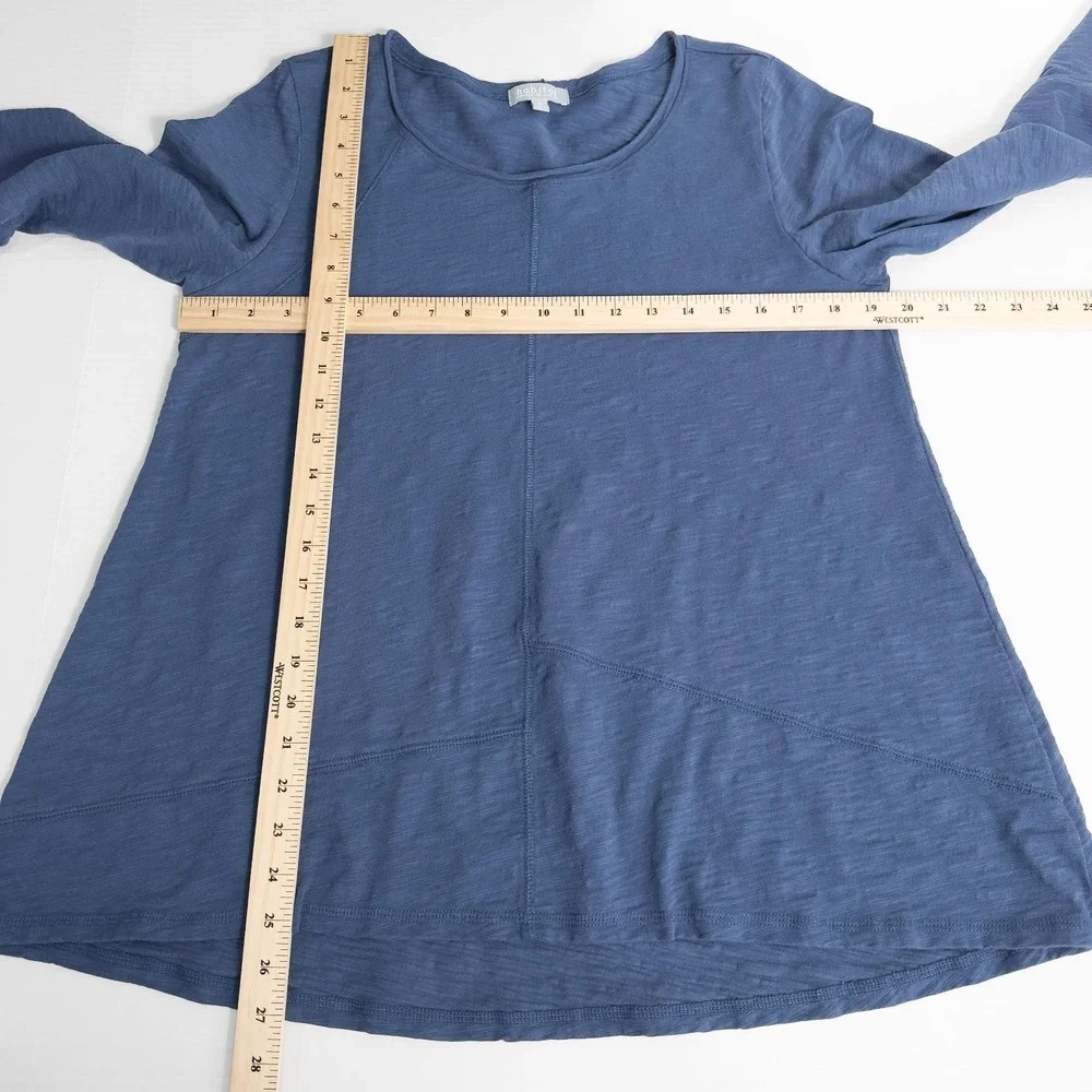 Habitat Peruvian Cotton Slub Pieced Tunic Top Womens Medium Blue Lagenlook Boho - Picture 4 of 13